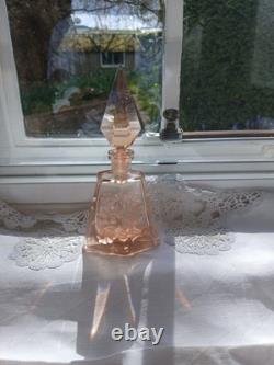 FABULOUS ART DECO BOHEMIAN PINK GLASS SCENT BOTTLE Just Beautiful