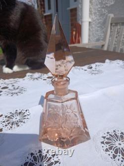 FABULOUS ART DECO BOHEMIAN PINK GLASS SCENT BOTTLE Just Beautiful