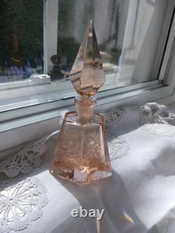 FABULOUS ART DECO BOHEMIAN PINK GLASS SCENT BOTTLE Just Beautiful