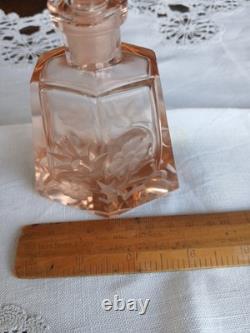 FABULOUS ART DECO BOHEMIAN PINK GLASS SCENT BOTTLE Just Beautiful