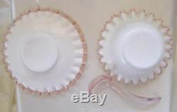 FENTONGLASSMINTVINTAGE40'sXRAREROSE CRESTMAYONNAISE3pc SETWithPINK SPOON