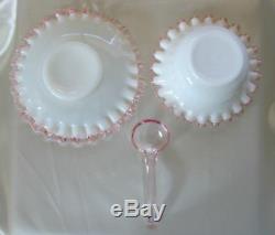 FENTONGLASSMINTVINTAGE40'sXRAREROSE CRESTMAYONNAISE3pc SETWithPINK SPOON