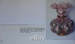 FENTONGLASSVINTAGE40sHD PAINTCHARLETON ROSESRUBY OVRL(CRANBERRY)SRC-8VASE