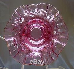 FENTONGLASSVINTAGE40sHD PAINTCHARLETON ROSESRUBY OVRL(CRANBERRY)SRC-8VASE