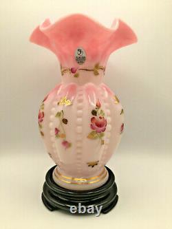 FENTON Charleton Collection Rosalene Vase Signed Bill & Frank Fenton with Base