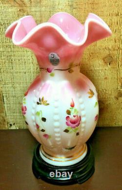 FENTON Charleton Collection Rosalene Vase Signed Bill & Frank Fenton with Base