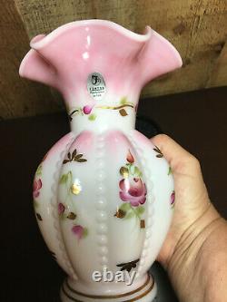 FENTON Charleton Collection Rosalene Vase Signed Bill & Frank Fenton with Base