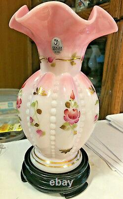 FENTON Charleton Collection Rosalene Vase Signed Bill & Frank Fenton with Base