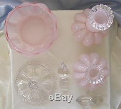 FENTON GLASSMINTVINTAGE40sROSE OVERLAY(PINK)COLOGNEBATH POWDER6pcsVANITY