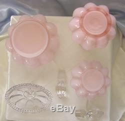 FENTON GLASSMINTVINTAGE40sROSE OVERLAY(PINK)COLOGNEBATH POWDER6pcsVANITY