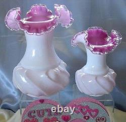 FENTON GLASSMNT+PRFVINTAGE-40sSRC-GIANT-9PEACH(pink)WAVE CRESTVASE+$4 SHP SP