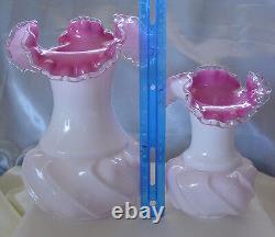 FENTON GLASSMNT+PRFVINTAGE-40sSRC-GIANT-9PEACH(pink)WAVE CRESTVASE+$4 SHP SP