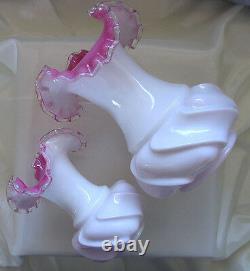 FENTON GLASSMNT+PRFVINTAGE-40sSRC-GIANT-9PEACH(pink)WAVE CRESTVASE+$4 SHP SP