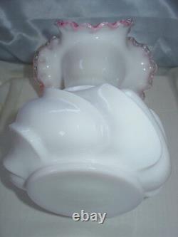 FENTON GLASSMNT+PRFVINTAGE-40sSRC-GIANT-9PEACH(pink)WAVE CRESTVASE+$4 SHP SP