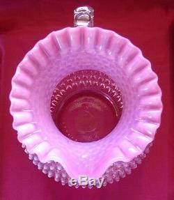 FENTON GLASSSRCVINTAGE1940sCRANBERRY PINKOPALESCENTHOBNAIL7pcWATER SET