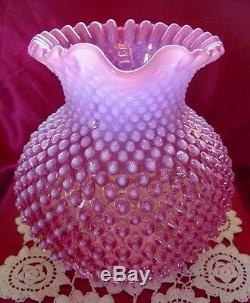 FENTON GLASSSRCVINTAGE1940sCRANBERRY PINKOPALESCENTHOBNAIL7pcWATER SET