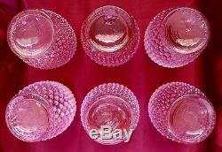 FENTON GLASSSRCVINTAGE1940sCRANBERRY PINKOPALESCENTHOBNAIL7pcWATER SET