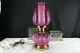 FENTON GLASS MELLON OPAL DRAPE PATTERN on ROSE COLORED TABLE LAMP 17