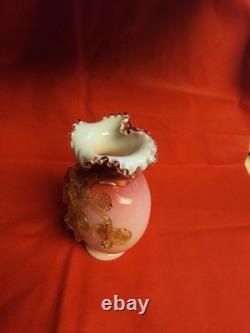 FENTON Pink Art Glass Crest Double Vintage