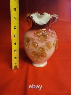 FENTON Pink Art Glass Crest Double Vintage