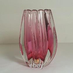 FLAVIO POLI For SEGUSO Vetri d'Arte Murano Sommerso Pinkish Murano Glass Vase