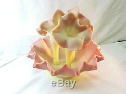 Fabulous Fenton Burmese Epergne Pink & Yellow