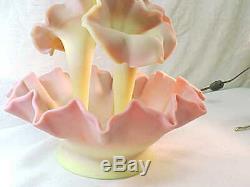 Fabulous Fenton Burmese Epergne Pink & Yellow