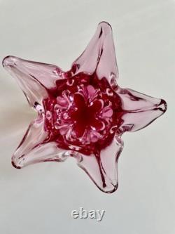 Fabulous Mid Century Chribska Pink Glass Vase. Excellent Condition