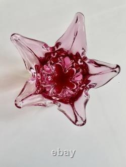 Fabulous Mid Century Chribska Pink Glass Vase. Excellent Condition