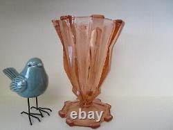 Fabulous Tall Art Deco Stolzle Pink Depression Glass Vase