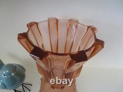 Fabulous Tall Art Deco Stolzle Pink Depression Glass Vase