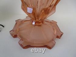 Fabulous Tall Art Deco Stolzle Pink Depression Glass Vase