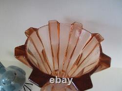 Fabulous Tall Art Deco Stolzle Pink Depression Glass Vase