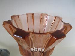 Fabulous Tall Art Deco Stolzle Pink Depression Glass Vase