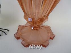 Fabulous Tall Art Deco Stolzle Pink Depression Glass Vase