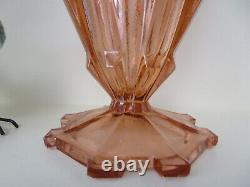 Fabulous Tall Art Deco Stolzle Pink Depression Glass Vase