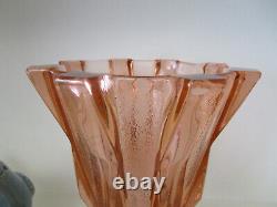 Fabulous Tall Art Deco Stolzle Pink Depression Glass Vase