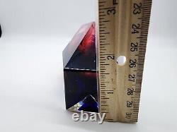 Faceted Prism Murano Sommerso Purple Blue Pink Art Glass Vase 6.5
