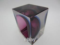 Faceted pink blue Murano sommerso geometric cut art glass Mandruzzato bowl XXXL