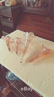 Fenton 75th Anniversary Pink Iridescent Stretch Glass 4 Cone Epergne