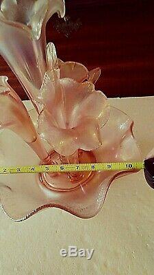 Fenton 75th Anniversary Pink Iridescent Stretch Glass 4 Cone Epergne