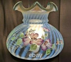 Fenton Art Glass 20 Student Desk Table Lamp Pink & Purple Flowers