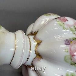Fenton Art Glass Charleton Vase 8 1/4 Double Crimped Pink White Ruffled Edge