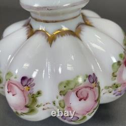 Fenton Art Glass Charleton Vase 8 1/4 Double Crimped Pink White Ruffled Edge