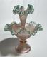 Fenton Art Glass Diamond Lace Epergne Champagne Pink Iridescent Sea Mist Green