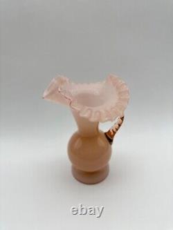 Fenton Art Glass Dusty Rose Overlay Cased Glass Pitcher 8 3/8