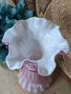 Fenton Art Glass Dusty Rose Overlay Vintage Wheat Vase
