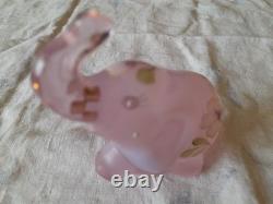 Fenton Art Glass Elephants Pair Of 2 Pink & Indigo Blue Handpainted