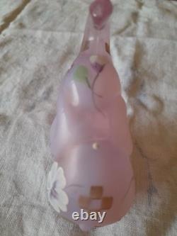 Fenton Art Glass Elephants Pair Of 2 Pink & Indigo Blue Handpainted