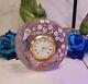 Fenton Art Glass Empress Rose Hand Painted Flowers Mini Clock by J Huffman#F07